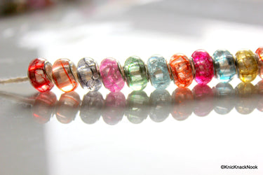 9mm Crack Resin Transparent Charm Beads x 10